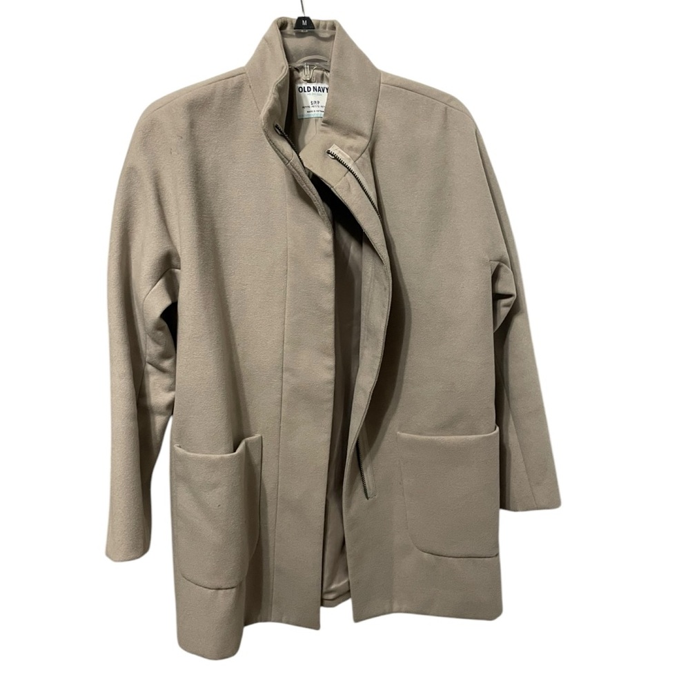 Old Navy beige Trench Coat with High Collar and Mid-Length Design